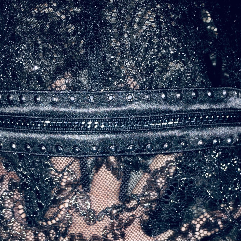 NWT Victoria Secret: Rare 🔥 Medium Shimmery Black Lace Teddy - Picture 3 of 8